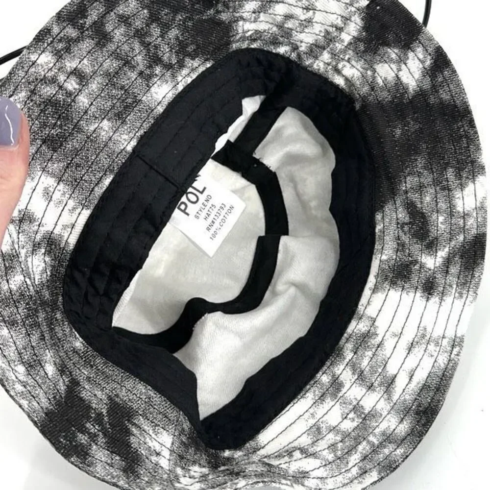 POL Women's‎ 100% Cotton Knit Tie Dye Bucket Hat Black White One Size